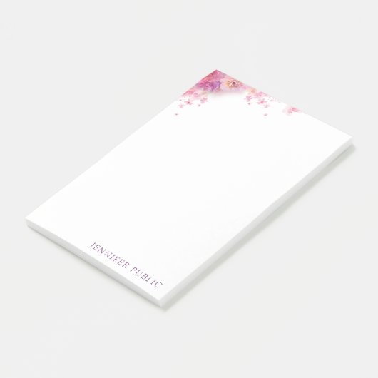 Moderne Waterverf Rozen Bloemen Elegante Sjabloon Post-it® Notes (Schuin)