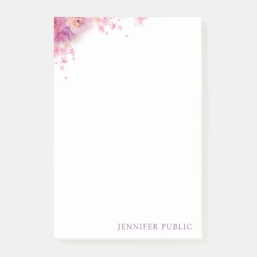 Moderne Waterverf Rozen Bloemen Elegante Sjabloon Post-it® Notes (Voorkant)