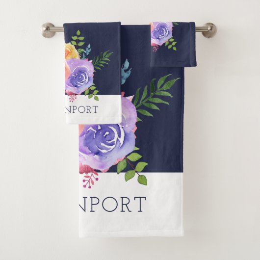 Moderne Waterverf Rozen Floral Bouquet Bad Handdoek (Insitu)
