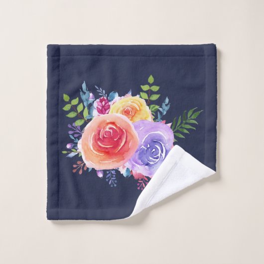 Moderne Waterverf Rozen Floral Bouquet Bad Handdoek (Wasdoekje)