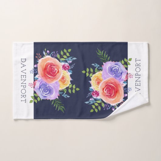 Moderne Waterverf Rozen Floral Bouquet Bad Handdoek (Handdoek)