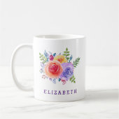 Moderne Waterverf Rozen Floral Bouquet Koffiemok (Links)