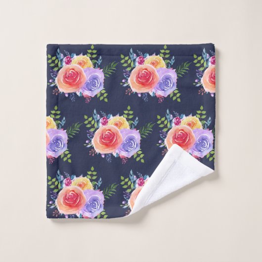 Moderne Waterverf Rozen Floral Bouquet Pattern Bad Handdoek (Wasdoekje)