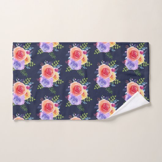 Moderne Waterverf Rozen Floral Bouquet Pattern Bad Handdoek (Handdoek)