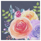 Moderne Waterverf Rozen Floral Bouquet Pattern Stof (Close Up)