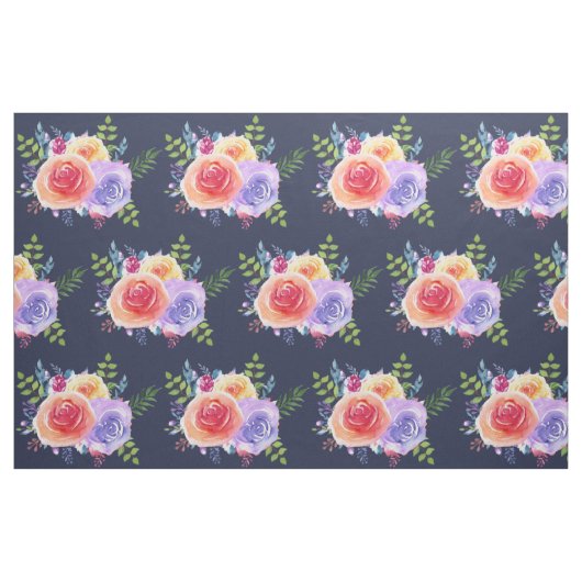 Moderne Waterverf Rozen Floral Bouquet Pattern Stof (Fat Quarter)
