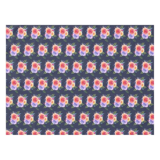 Moderne Waterverf Rozen Floral Bouquet Pattern Tafelkleed (Voorkant (Horizontaal))