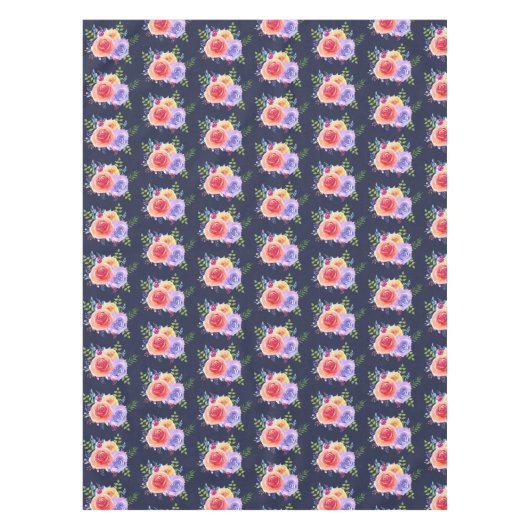 Moderne Waterverf Rozen Floral Bouquet Pattern Tafelkleed (Voorkant)