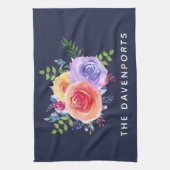 Moderne Waterverf Rozen Floral Bouquet Theedoek (Verticaal)