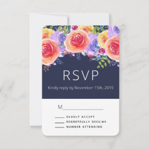 Moderne Waterverf Rozen Floral Bouquet Weddin RSVP