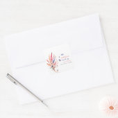 Moderne Waterverf Rustieke rode blauwe wilde bloem Vierkante Sticker (Envelop)