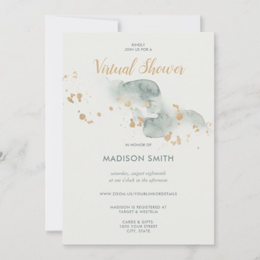 Moderne Waterverf Sage Green Virtual Vrijgezellenf Kaart (Voorkant)