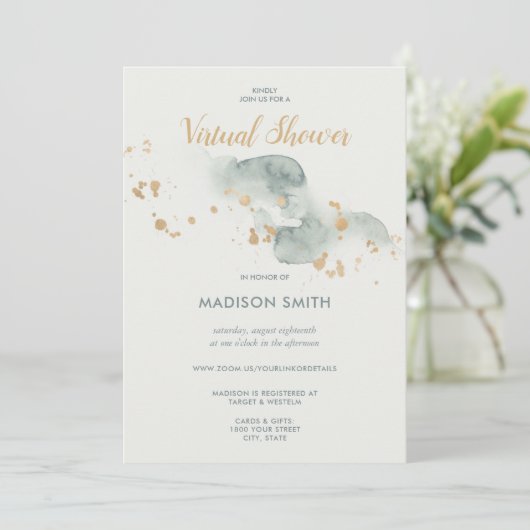 Moderne Waterverf Sage Green Virtual Vrijgezellenf Kaart (Staand voorkant)