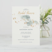 Moderne Waterverf Sage Groen Goud Vrijgezellenfees Kaart (Staand voorkant)