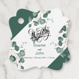 Moderne waterverf salie groene eucalyptus bruiloft bedankjes labels