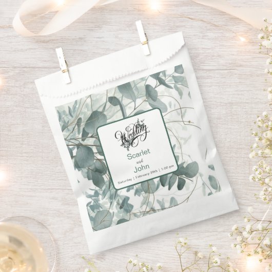 Moderne waterverf salie groene eucalyptus bruiloft bedankzakje (Geknipt)