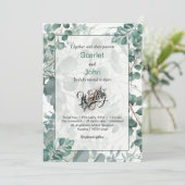 Moderne waterverf salie groene eucalyptus bruiloft kaart (Staand voorkant)
