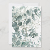 Moderne waterverf salie groene eucalyptus bruiloft kaart (Achterkant)