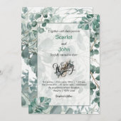 Moderne waterverf salie groene eucalyptus bruiloft kaart (Voorkant / Achterkant)