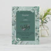 Moderne waterverf salie groene eucalyptus bruiloft kaart (Staand voorkant)