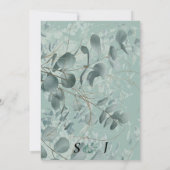 Moderne waterverf salie groene eucalyptus bruiloft kaart (Achterkant)