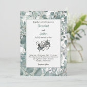 Moderne waterverf salie groene eucalyptus bruiloft kaart (Staand voorkant)