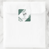 Moderne waterverf salie groene eucalyptus bruiloft vierkante sticker (Tas)