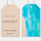 Moderne Waterverf Sandy Beach Waves Weddenschap Cadeaulabel