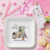 Moderne waterverf Santa vakantie Trendy Papieren Bordje (Feest)