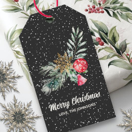 Moderne Waterverf Scandi laat vrolijke kerst achte Cadeaulabel