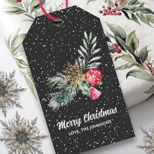 Moderne Waterverf Scandi laat vrolijke kerst achte Cadeaulabel