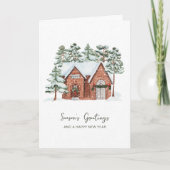 Moderne Waterverf Scandinavische dennenboom kerst Kaart (Voorkant)