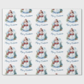 Moderne Waterverf Schattige Rood Blauw Sneeuwman K Cadeaupapier (Vlak)