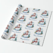 Moderne Waterverf Schattige Rood Blauw Sneeuwman K Cadeaupapier (Uitgerold)
