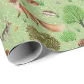 Moderne Waterverf Schattigee bosdieren weide Cadeaupapier (Rol Hoek)