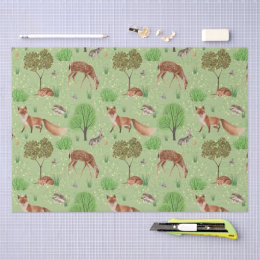 Moderne Waterverf Schattigee bosdieren weide Tissuepapier (Craft)