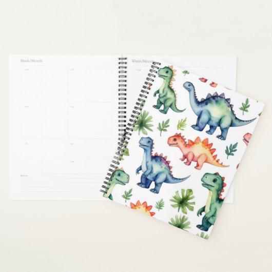Moderne Waterverf Schattigee Dinosauruspatroon 202 Planner (Display)