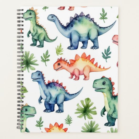 Moderne Waterverf Schattigee Dinosauruspatroon 202 Planner (Voorkant)