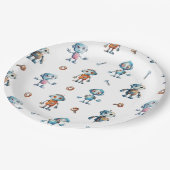 Moderne Waterverf Schattigee Robot Kinder Papieren Bordje (Gekanteld)