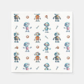 Moderne Waterverf Schattigee Robot Kinder Patroon Servet (Voorkant)