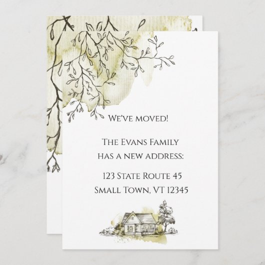 Moderne Waterverf schets Verplaatsende Aankondigin Aankondiging (Voorkant / Achterkant)