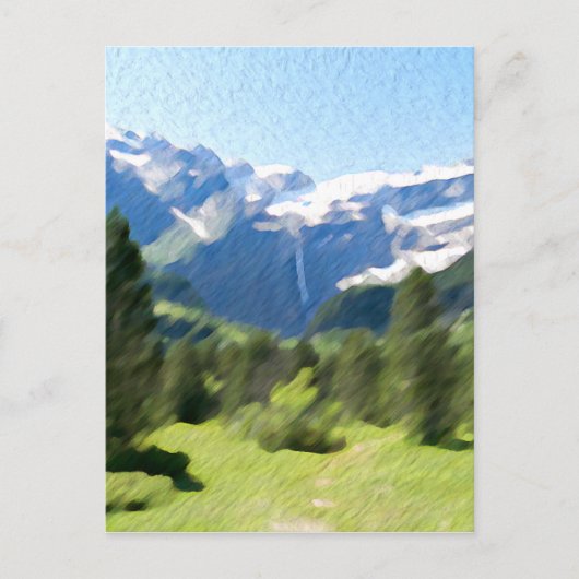 Moderne Waterverf Schilderen Berglandschap Briefkaart (Voorkant)