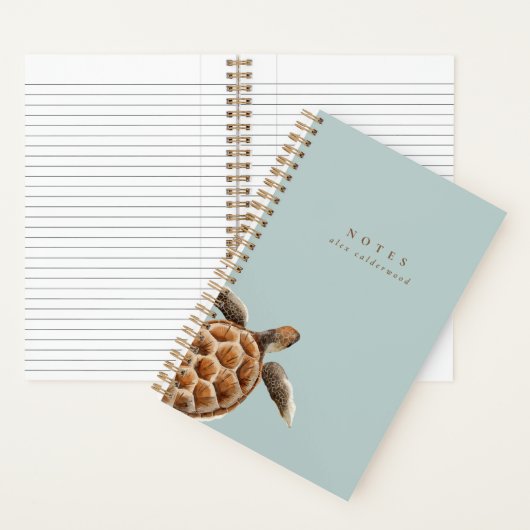 Moderne Waterverf schildpad gepersonaliseerd Notitieboek (Binnen)
