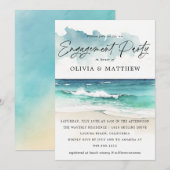 Moderne Waterverf Script Beach Engagement Party Kaart (Voorkant / Achterkant)