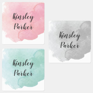 Moderne waterverf script Kindernaam Waterdicht Labels