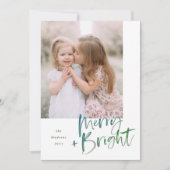 Moderne Waterverf Script Merry and Bright Holiday Feestdagenkaart (Voorkant)