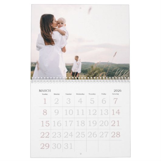 Moderne waterverf script multi-foto kalender (Mar 2026)