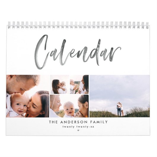 Moderne waterverf script multi-foto kalender (Hoes)