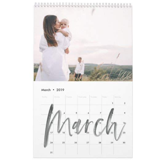Moderne waterverf script multi-foto kalender (Mar 2019)