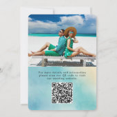 Moderne waterverf script oceaankust QR-code Save The Date (Achterkant)